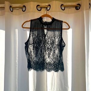 Black Lace Halter Top